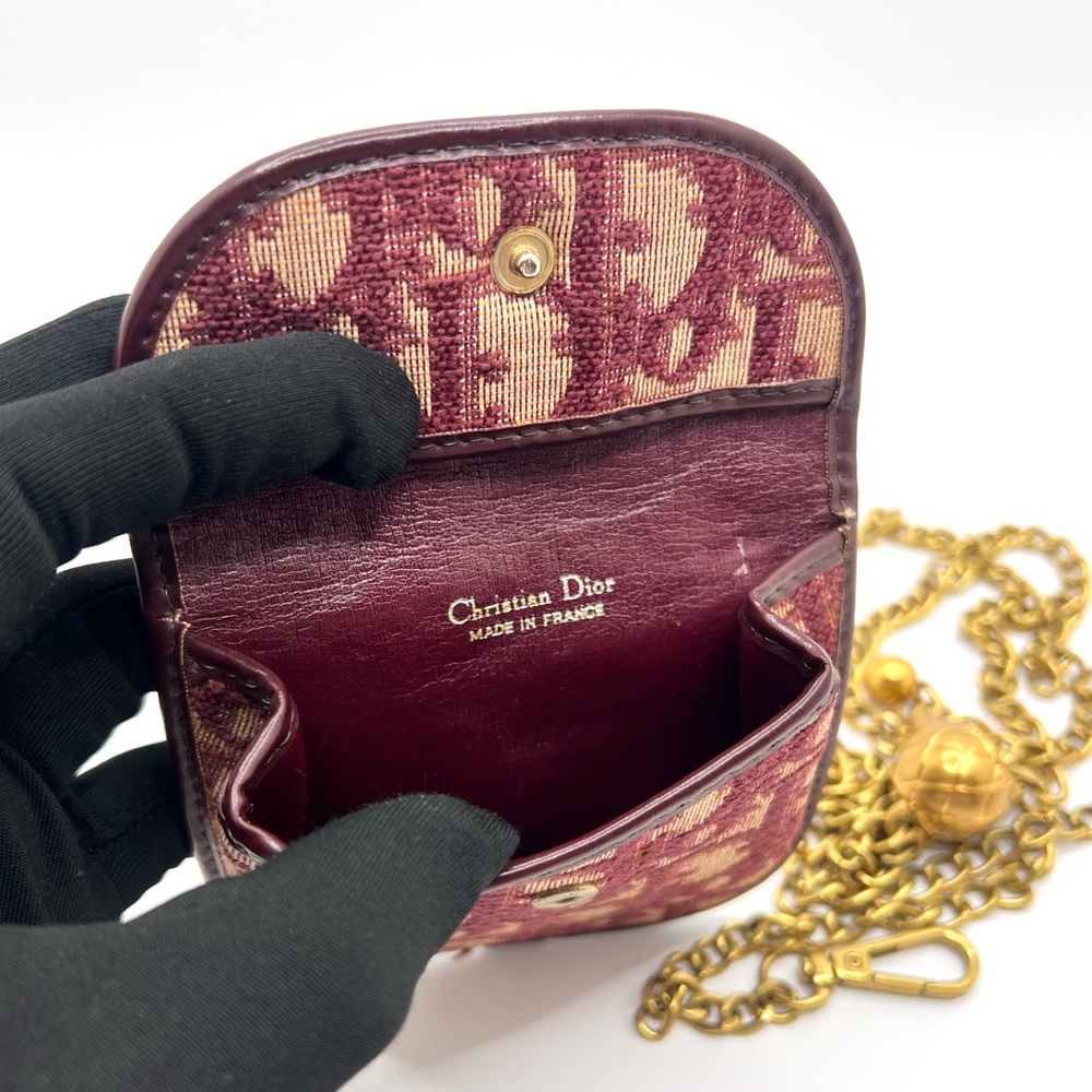 Authentic Dior 30 Montaigne Red Trotter Cloth Leather Mini Wallet to Crossbody - Picture 9 of 9